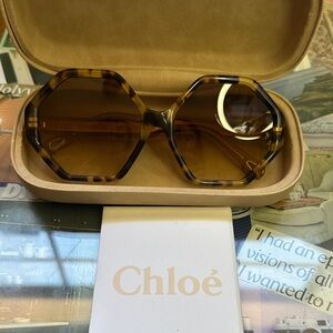 Chloe Hexagonal Tortoise Sunglasses